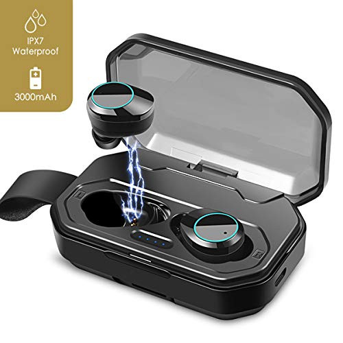 True Wireless Earbuds, 5.0 Stereo Sound Wireless Headphones Touch Control TWS Bluetooth Wireless Sport Earbud Hi-Fi Sound IPX7 Waterproof Earbuds with 3000mAh Charging Case, Noise Cancelling Wireless