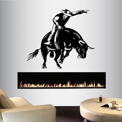 Wall Vinyl Decal Home Decor Art Sticker Bull Rider Rodeo Cowboy Guy Man Western Removable Stylish Mural Unique Design for Any Room 203