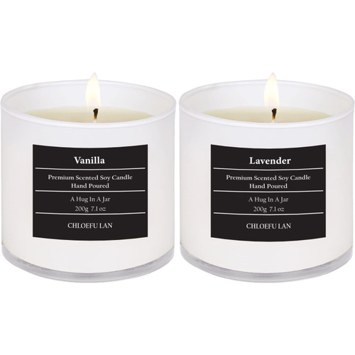Chloefu LAN Lavender and Vanilla Candle,Highly Scented, Soy Candles for Home Scented, Home Decorative, 7.1oz|45 Hour Burning, Valentines Day Candles Gifts for Women Without Lid 2 Pack Chloefu LAN Lavender and Vanilla Candle,Highly Scented, Soy Candles for Home Scented, Home Decorative, 7.1oz|45 Hour Burning, Valentines Day Candles Gifts for Women Without Lid 2 Pack