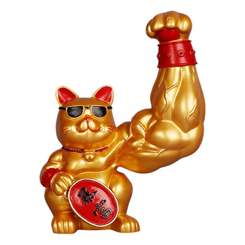 Fenteer Figurine Sculptures Fortune Welcoming Cat Accessory Feng Shui Cat Statue Figurine for Decoration Ornament Office and Home, Gold 1 Fenteer Figurine Sculptures Fortune Welcoming Cat Accessory Feng Shui Cat Statue Figurine for Decoration Ornament Office and Home, Gold 1