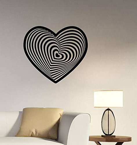 Optical Illusion Love Heart Wall Decal Abstract Impossible Romantic Sign Vinyl Sticker Art Decorations for Home Bedroo