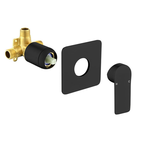 Shower Valves Wall Mount Shower Faucet Rough-In Valve Bathroom Trim Kit Single Handle Tub Shower Valve Mixer Matte Black 2499B