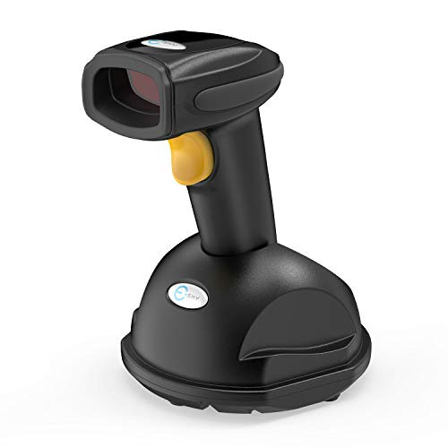 Esky Wireless Barcode Scanner 328 Ft Transmission Distance USB Cordless 1D Laser Automatic Barcode Reader Handheld Bar Code Scanner with Quick Charge Base Stand for Shop, Store, Supermarket, Warehouse