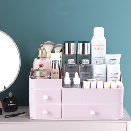 MIUOPUR Makeup Organizer for Vanity, Large Capacity Desk Organizer with Drawers for Cosmetics, Lipsticks, Jewelry, Nail Care, Skincare, Ideal for Bedroom and Bathroom Countertops - Large Pink MIUOPUR Makeup Organizer for Vanity, Large Capacity Desk Organizer with Drawers for Cosmetics, Lipsticks, Jewelry, Nail Care, Skincare, Ideal for Bedroom and Bathroom Countertops - Large Pink