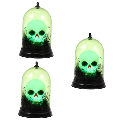 BESTOYARD 3pcs Halloween Skull Lights Outdoor Candle Lantern Outdoor LED Outdoor Lantern Tea Light Candles Battery Power Halloween LED Lantern Flameless Floating Candles Halloween Supplies