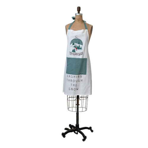 Creative Co-Op Printed Cotton Apron with Front pocket