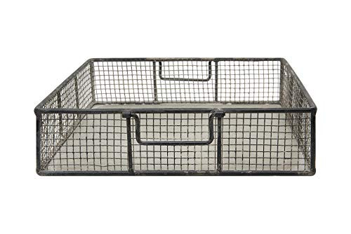Creative Co-op Distressed Black Decorative Handles Wire Tray,