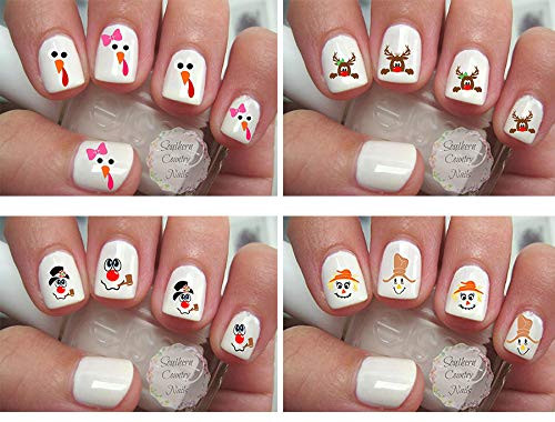 80 Holiday Faces Snowman Turkey Scarecrow Christmas Thanksgiving Fall Nail Decals/Nail art 80 Holiday Faces Snowman Turkey Scarecrow Christmas Thanksgiving Fall Nail Decals/Nail art
