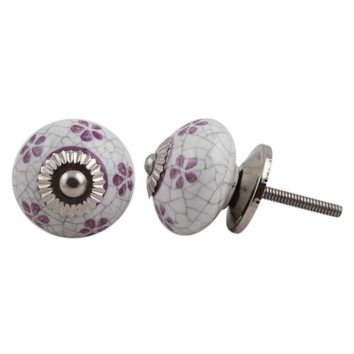 Indian Shelf 4 Pack Dresser Knobs|Floral Drawer Pulls Knobs|Purple Drawer & Cabinet Pulls|Ceramic Farmhouse Kitchen Knobs|Farmhouse Style Cabinet Knobs|Decorative Knobs for Dresser Drawers