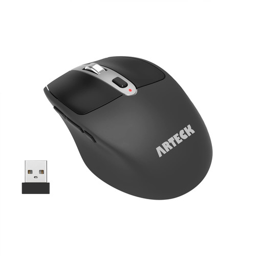 Arteck Wireless Mouse, 2.4G USB Wireless Ergonomic Optical Mouse, with Nano USB Receiver Silent Clicking Side Switch Buttons for Computer/Desktop/PC/Laptop and Windows 11/10 Rechargeable Battery