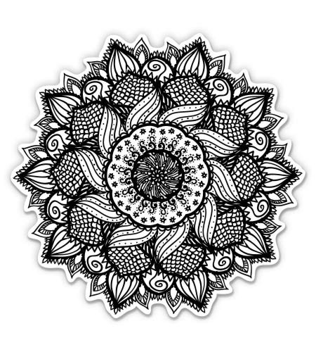 GT Graphics Express Mandala Pretty Black Sunflower - 5" Vinyl Sticker - for Car Laptop I-Pad - Waterproof Decal