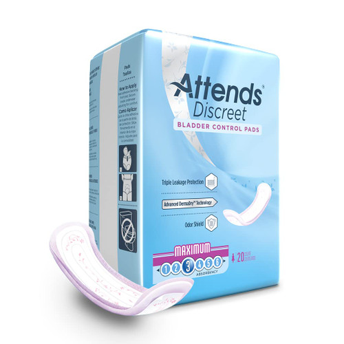 ADPMAX - Attends Discreet Women's Maximum Pads, 20 Count (x10)