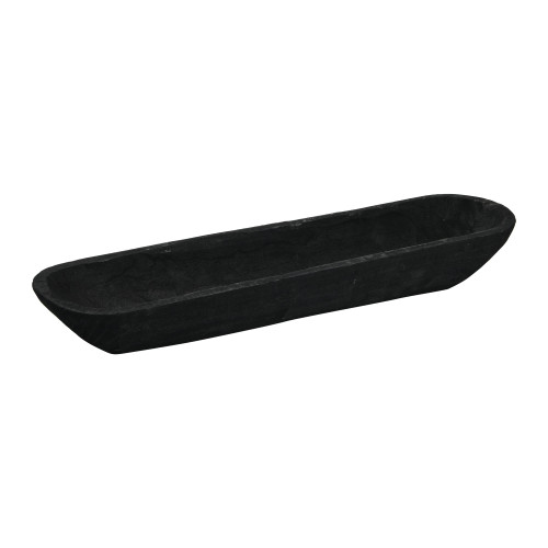 Creative Co-Op Decorative Paulownia Wood Bowl, Black Tray