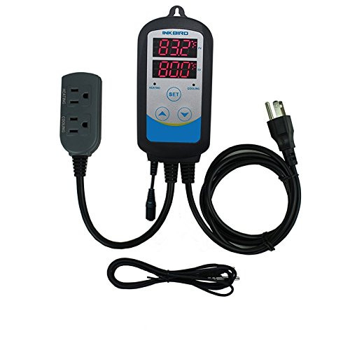 Inkbird Pre-Wired Programmable Outlet Thermostat ITC-310TS+1.97'' Replaceable NTC-5cm Probe AC1200W 100~240V Digital Dual Stage Temperature and Time Controller Timer Heating ? Cooling