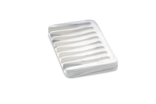 Ceramic Soap Dish for Sink,Self Draining Soap Dishes Saver for Shower Bar Soap Holder for Bathroom Soap Container Holder Dish for Kitchen,Marble Decor,White