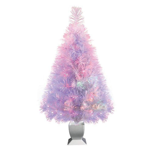 Holiday Time Artificial Christmas Trees Pre-Lit 32" Fiber Optic Artificial Tree, White, Color Change Lighting