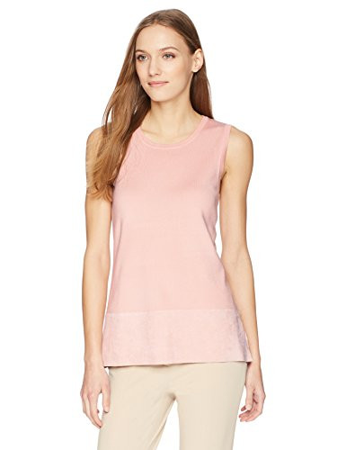 Calvin Klein Women's Sleeveless Sweater TOP with Suede, Blush S