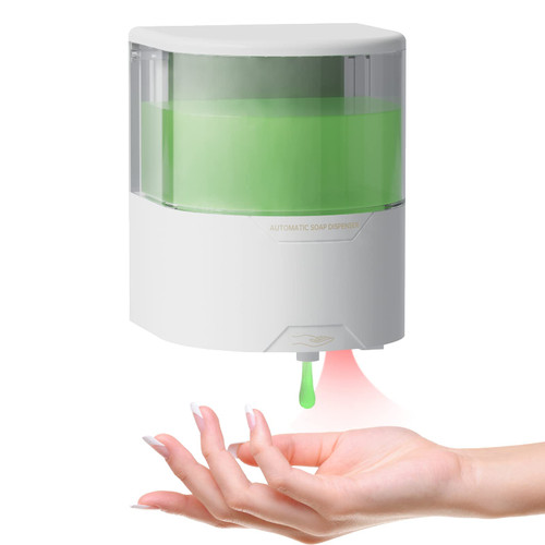 HOUSEHOLD WORLD Wall Mounted Automatic Soap Dispenser, 600ml/21oz Hand Soap Dispenser, Liquid Touchless Bathroom Soap Dispenser for Kitchen, Home, Office, Hotel, Commercial (White)