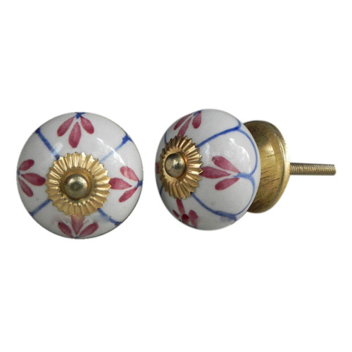Indian Shelf 2 Pieces Kitchen Knobs | Season Modern Cabinet Knobs | Fancy Drawer Knobs Red | Western Dresser Knobs Ceramic | Kitchen Cabinet Pulls and Knobs | Unique Drawer Pulls