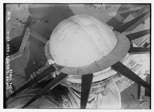 HistoricalFindings Photo: Statue of Liberty - top of Head seen from The Torch,New York HistoricalFindings Photo: Statue of Liberty - top of Head seen from The Torch,New York