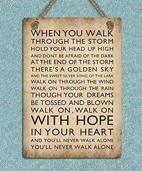 Kexle Youll Never Walk Alone YNWA Tin Vintage Retro Tin Metal Decor Sign Home Wall Decor 8x12 Kexle Youll Never Walk Alone YNWA Tin Vintage Retro Tin Metal Decor Sign Home Wall Decor 8x12