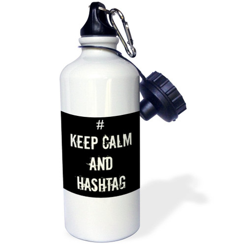 3dRose Keep calm and hashtag-Sports Water Bottle, 21oz , Multicolored