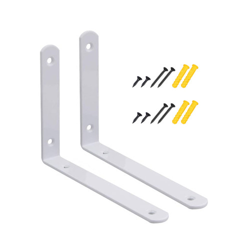2X Shelve Brackets Wall-Mounted, Industrial Floating Shelf Brackets, Heavy-Duty Supports, 90-Degree Right-Angle Shelf Bracket, Metal Shelving Brackets for Scaffold Boards,White-20x15cm/7.9*5.9in
