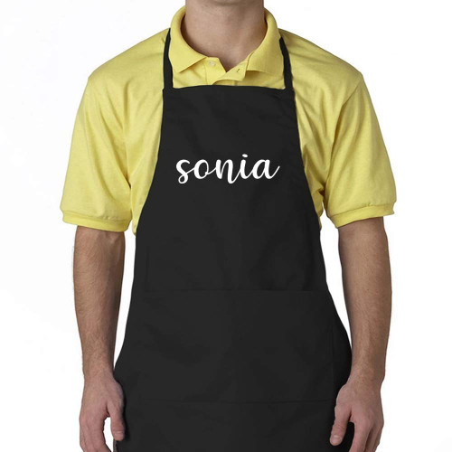 Eddany Sonia cursive text Embroidered Custom Apron Eddany Sonia cursive text Embroidered Custom Apron