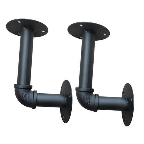OSALADI 2pcs Iron Shelf Brackets Wall Floating Shelves Retro Bookshelf Wall Mounted Pipe Racks Kickstand DIY Shelving Brackets Iron Pipe Bracket Shelf Support Pipe Shelf Support Bracket