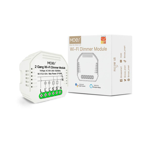 2 Gang DIY WiFi Smart 2/3 Way Light LED Dimmer Switch Module Smart Life/Tuya APP Remote Control Work with Alexa Google Home