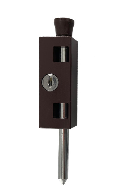 Patio Door Lock- Keyed Lg Rectangle (Duronodic/Dark Brown Finish)