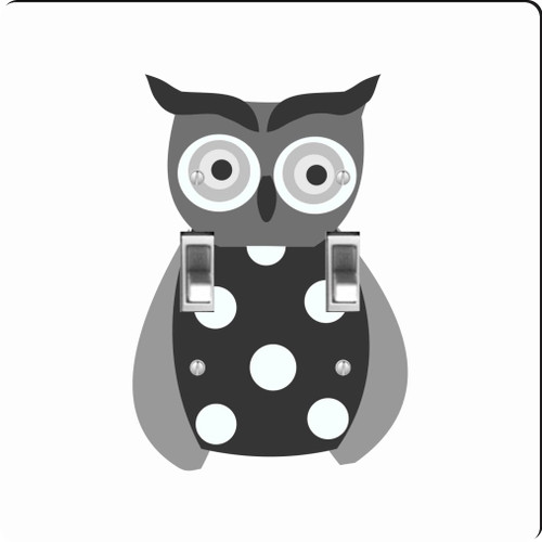 Rikki Knight Black and White Owl Design Double Toggle Light Switch Plate