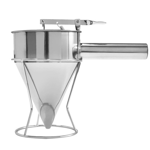 Stainless Steel Pancake Batter Dispenser, Gourmet Pourer, Funnel Dispenser with Stand for Takoyaki and Baking Stainless Steel Pancake Batter Dispenser, Gourmet Pourer, Funnel Dispenser with Stand for Takoyaki and Baking