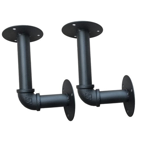 Angoily 2pcs Retro Bookshelf Pipe Supports Wall Floating Shelves Wall Mounted Pipe Bracket Wall Hanging Shelves Shelf Stand Iron Pipe Bracket Shelf Support Pipe Shelf Support Bracket Black