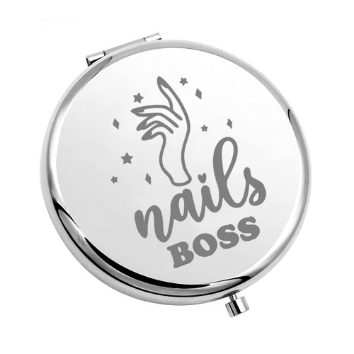 CHOORO Nail Technician Gift Nail Tech Compact Makeup Mirror Nail Boss Nail Artist Gift Inspired Gift for Manicurist (Nail Boss-M)