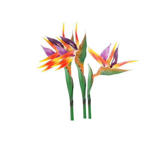 3 Pcs Large Bird of Paradise 29" Permanent Flower,Strelitzia Imitating Tropical Plants,Flower Part is Made of Soft Rubber PU,Artificial Flower Plants for Home Office,Flower Stem 0.3" (Orange)