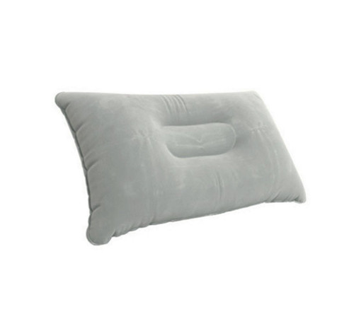 TiaoBug Flocking Fabric Travel Pillow Inflatable Soft Cushion Camping Pillow Pad (Gray)