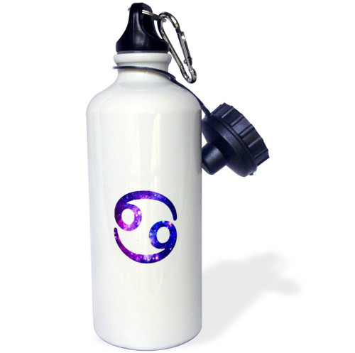 3dRose Cancer Star Sign-Crab Zodiac Glyph-Astrological Horoscope Symbol-Sports Water Bottle, 21oz , 21 oz, Multicolored