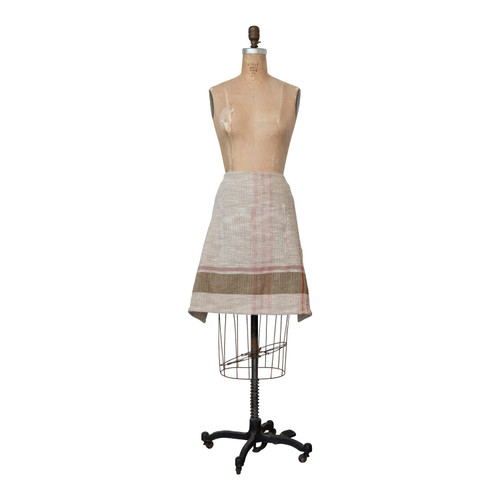 Creative Co-Op Woven Cotton and Linen Half Pocket Apron, 30" L x 20" W x 0" H, Multicolor