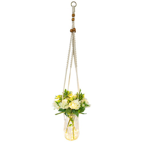 Mason Jar Wall Sconce, Rustic Wall Decor with LED Fairy Lights and Flowers, Hanging Mason Jar Wall Sconce for Farmhouse Home Decorations