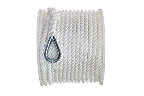 SEACHOICE 3-Strand Twisted Nylon Anchor Line 3/8" x 150' 40721 White