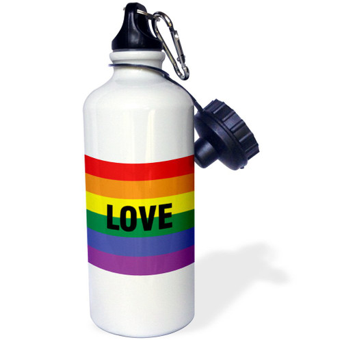 3dRose Black Love Word on Gay Flag-Sports Water Bottle, 21oz , 21 oz, Multicolor 3dRose Black Love Word on Gay Flag-Sports Water Bottle, 21oz , 21 oz, Multicolor