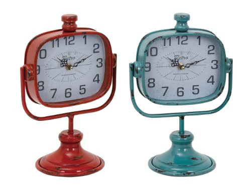Deco 79 34895 Metal Clock, 2 Assorted, 9 by 12"