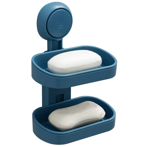 LEVERLOC Soap Dish Soap Holder For Shower Double Layer Suction Cup Wall Mounted Drill-Free Self Draining Removable Strong Suction Sponge Bar Soap Holder for Bathroom Bathtub Kitchen Sink, Plastic Blue LEVERLOC Soap Dish Soap Holder For Shower Double Layer Suction Cup Wall Mounted Drill-Free Self Draining Removable Strong Suction Sponge Bar Soap Holder for Bathroom Bathtub Kitchen Sink, Plastic Blue