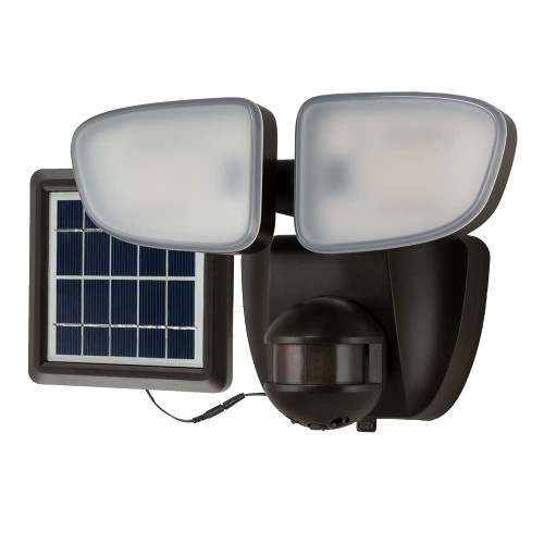 HALO Solar Outdoor LED Flood Light with 180 Degree Motion Sensor Flood & Security Twin Head Light 700 Lumens Bronze