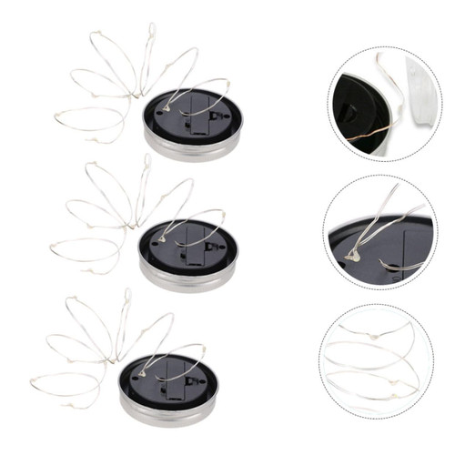 DOITOOL 3pcs Bottle Cap String Lights Fairy Solar Lights Glass Mason Jars Outdoor Decor Mason Jar Outdoor Lights Christmas Hanging Solar Lights Solar Glass Jar Lantern Outdoor Solar Lamp