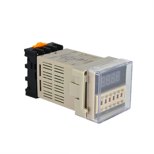 FEHAUK Time Relay DH48S-S 0.1S-99H Digital AC 110/220V DC 12/24V Repeat Cycle SPDT Programmable Timer Switch with Socket Din Rail (Size : DC 12V)