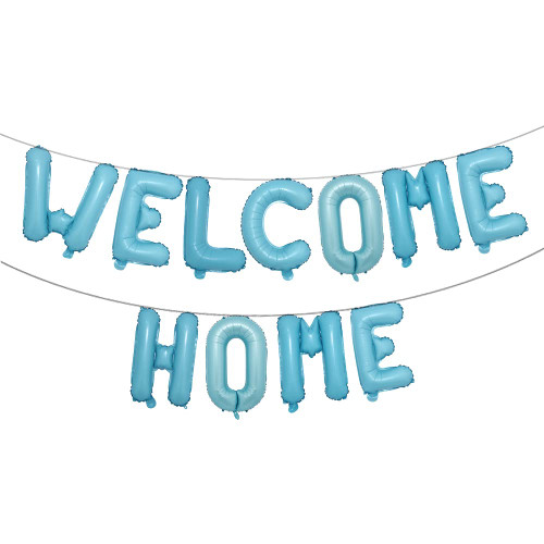 16 inch Welcome Home Balloon Banner Style Balloons Foil Letter Balloon Anniversary Celebration Party Decorations (Welcome Home Light Blue)
