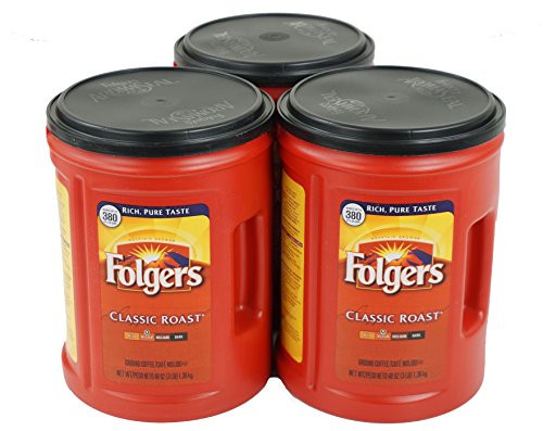 Folgers Classic Roast Coffee, Medium Roast, 48 Ounce Canister, 3 Pack