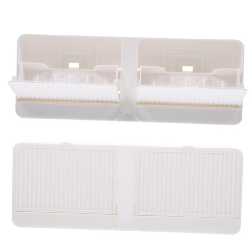 Beatifufu Wall-Mounted Double-Grid Soap Box Wall Storage Shelf Wall Mounted Holder Sink soap Holder Wall-Mount Bar Soap Dish soap Dish with draining Tray Self Draining Soap Plastic Soap Rack